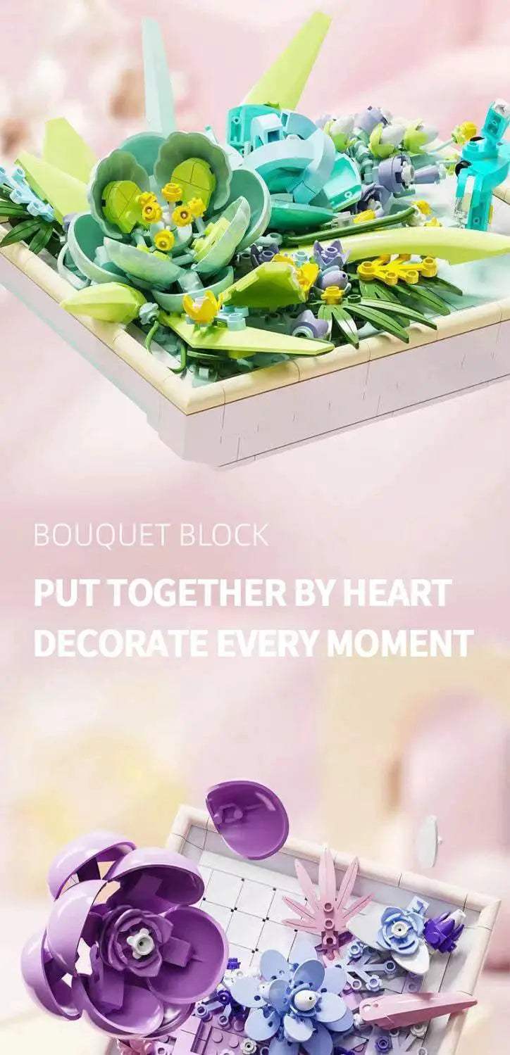 Flower Photo Frame Building Blocks Fantasy Flower Bouquet Model - ToylandEU