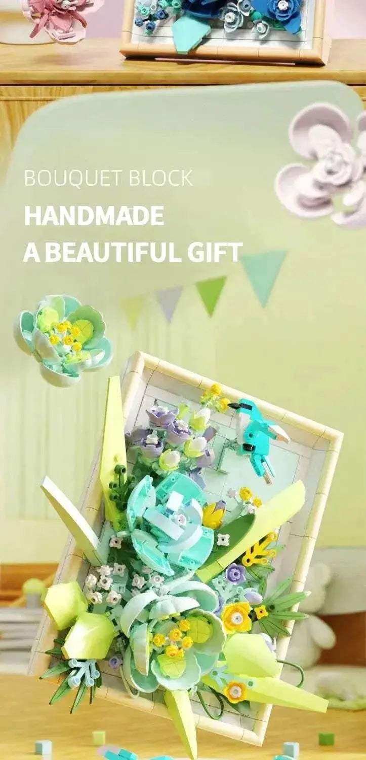 Flower Photo Frame Building Blocks Fantasy Flower Bouquet Model - ToylandEU