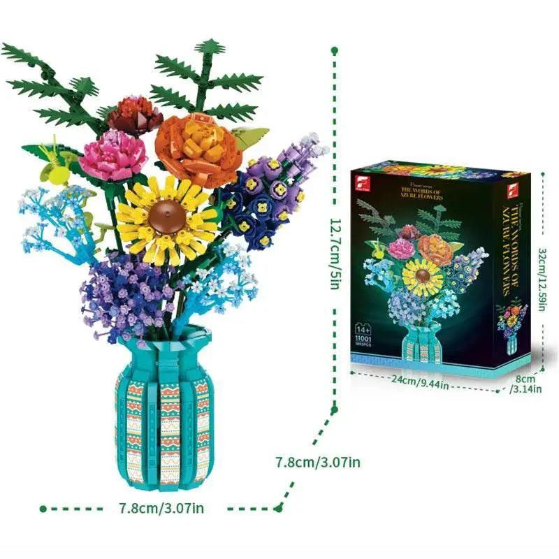  MOC Flowers Bouquet Building Blocks Set With Vase Sunflower Rose -  ToylandEU™