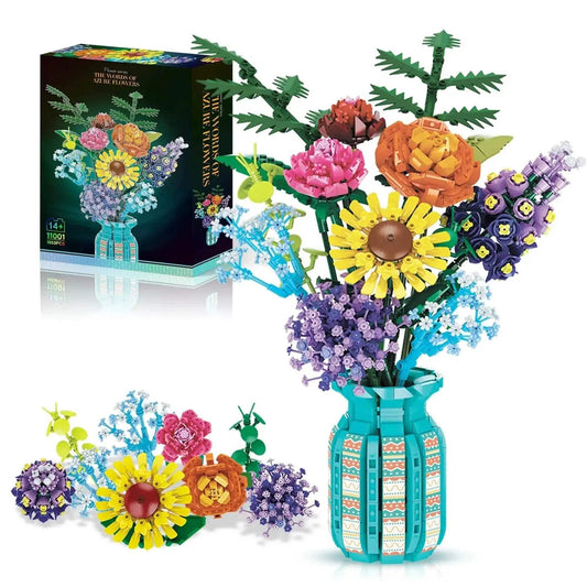  MOC Flowers Bouquet Building Blocks Set With Vase Sunflower Rose -  ToylandEU™