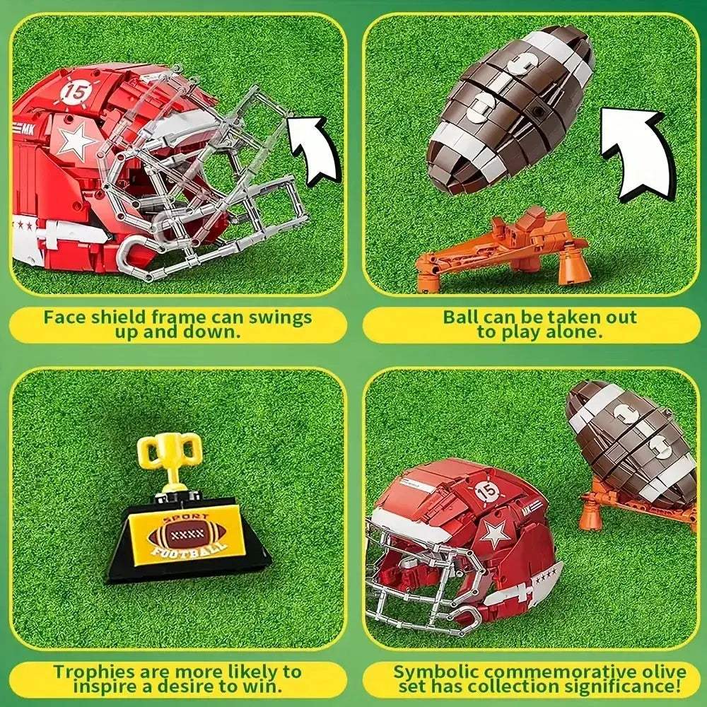 Football Helmet Building Blocks Set For DIY Fun And Gifts - ToylandEU