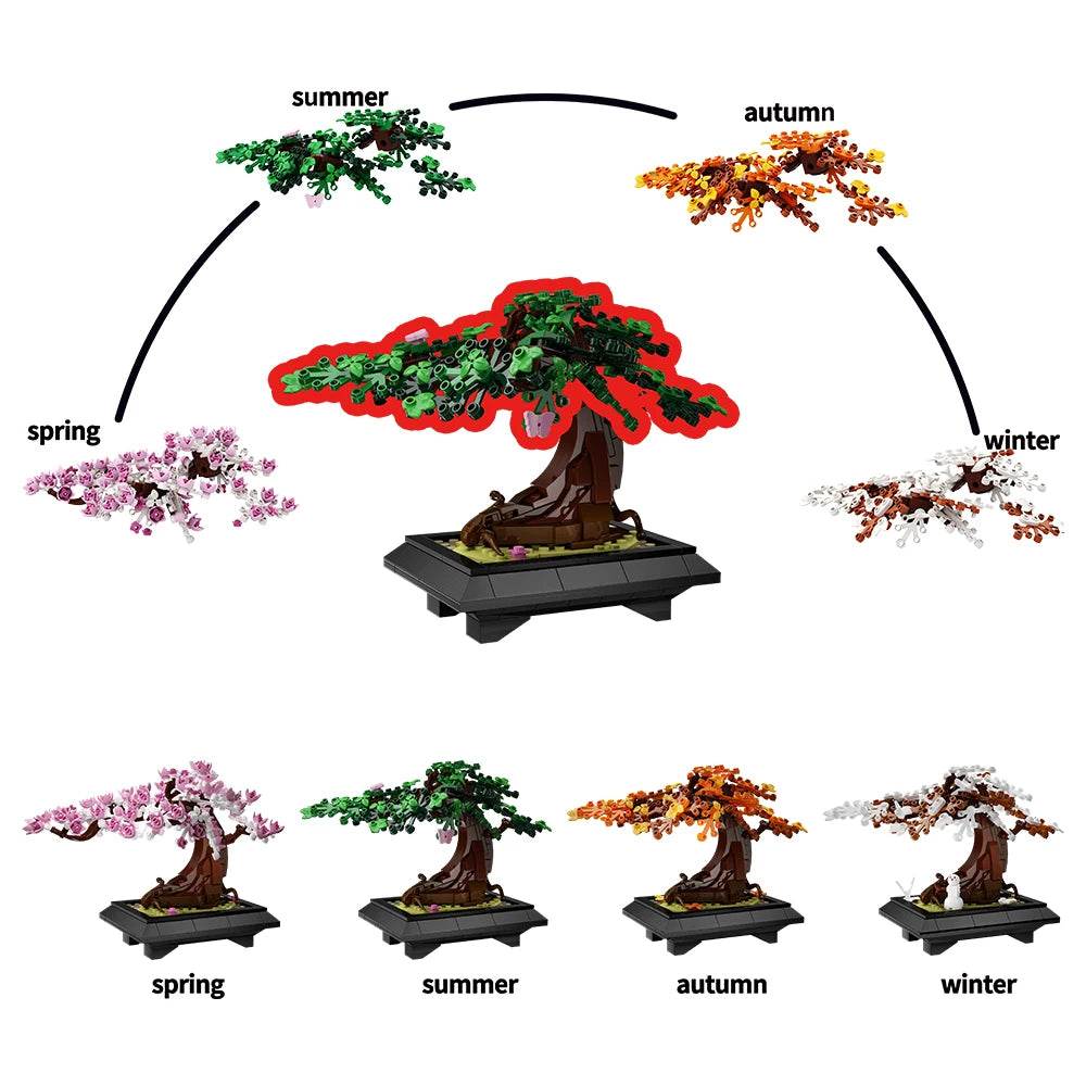 MOC Four Season Flower Bonsai Building Blocks Tree Gift - ToylandEU