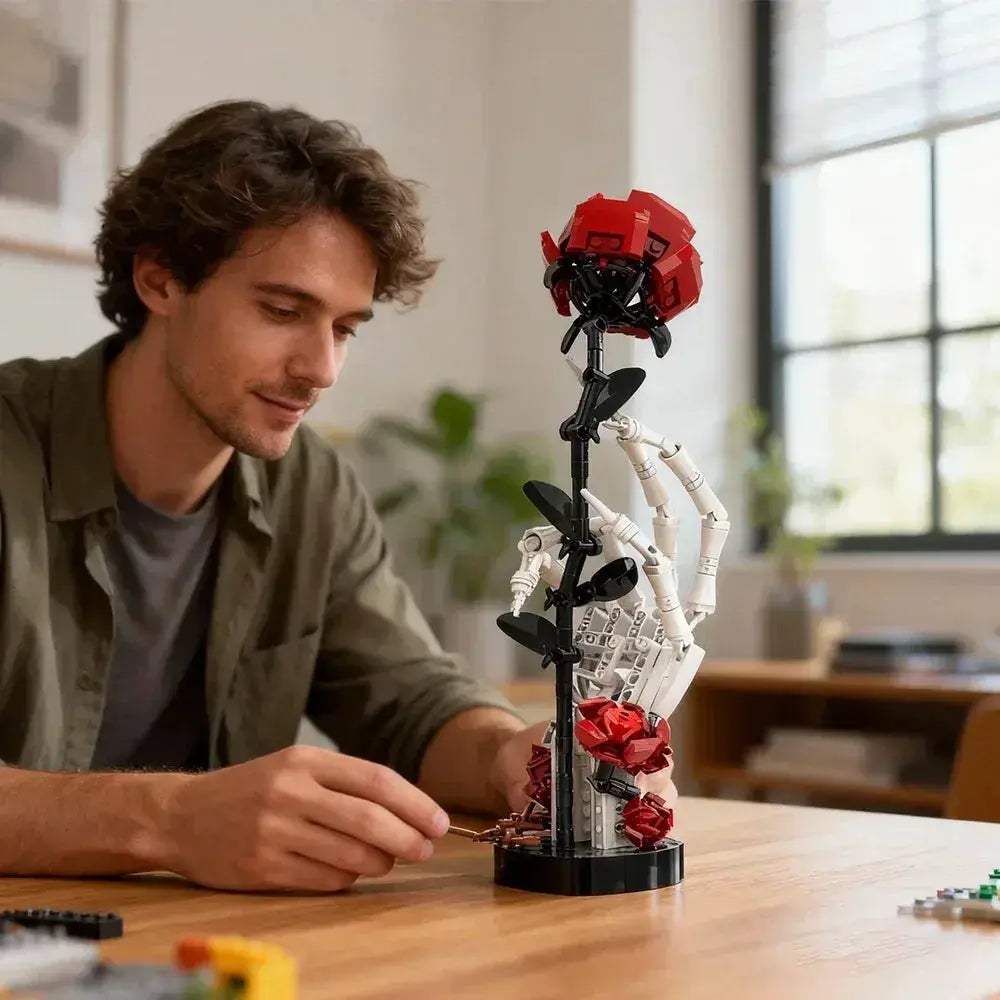 Gothic Skull Rose Building Blocks Model Kit for Adult Collectors - ToylandEU