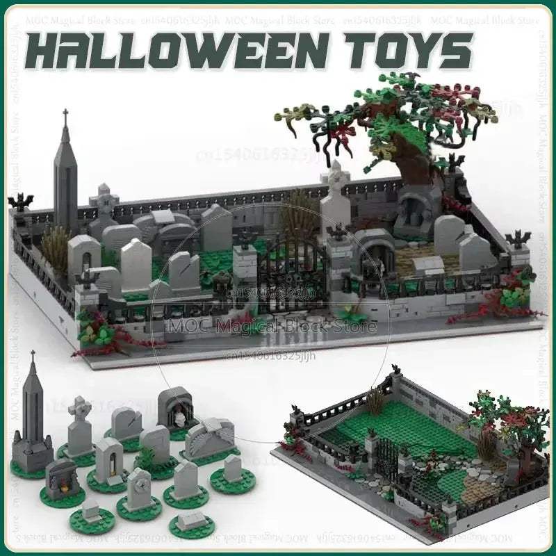 MOC Haunted Halloween Cemetery Building Blocks Tombstones Set - ToylandEU