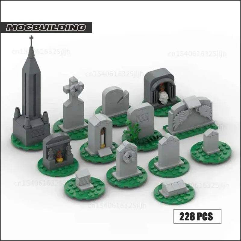MOC Haunted Halloween Cemetery Building Blocks Tombstones Set - ToylandEU