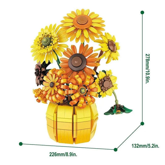  MOC Hot 1009PCS Sunflower Potted House Decoration Building Blocks Set -  ToylandEU™