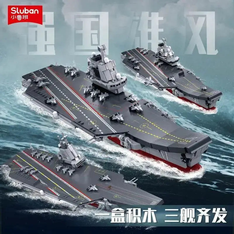 Hot Sluban Blocks Military Series Maritime Aircraft Carrier Model Building Blocks Gift - ToylandEU