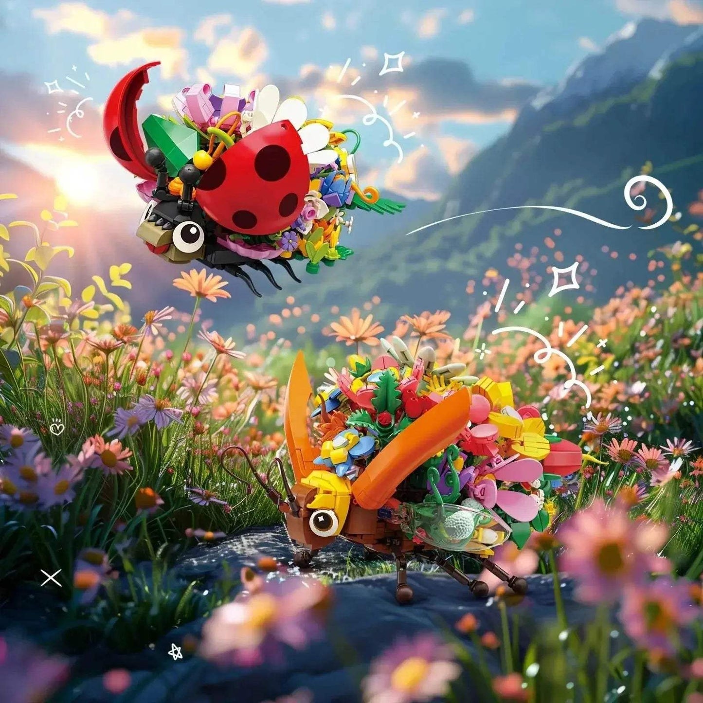Insect Flower Building Blocks Creativity Ladybug Beetle Bee - ToylandEU