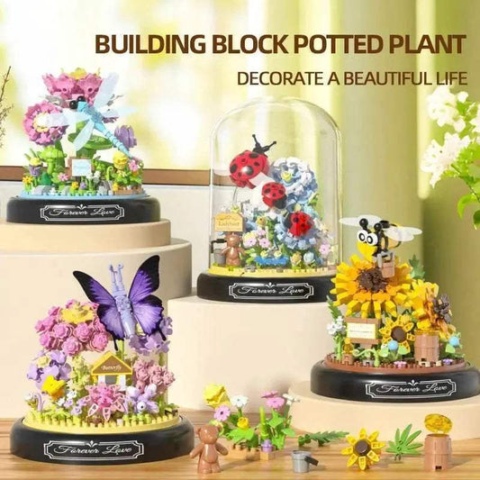  MOC Insect Flower Building Blocks Set Bee Butterfly Potted Model -  ToylandEU™