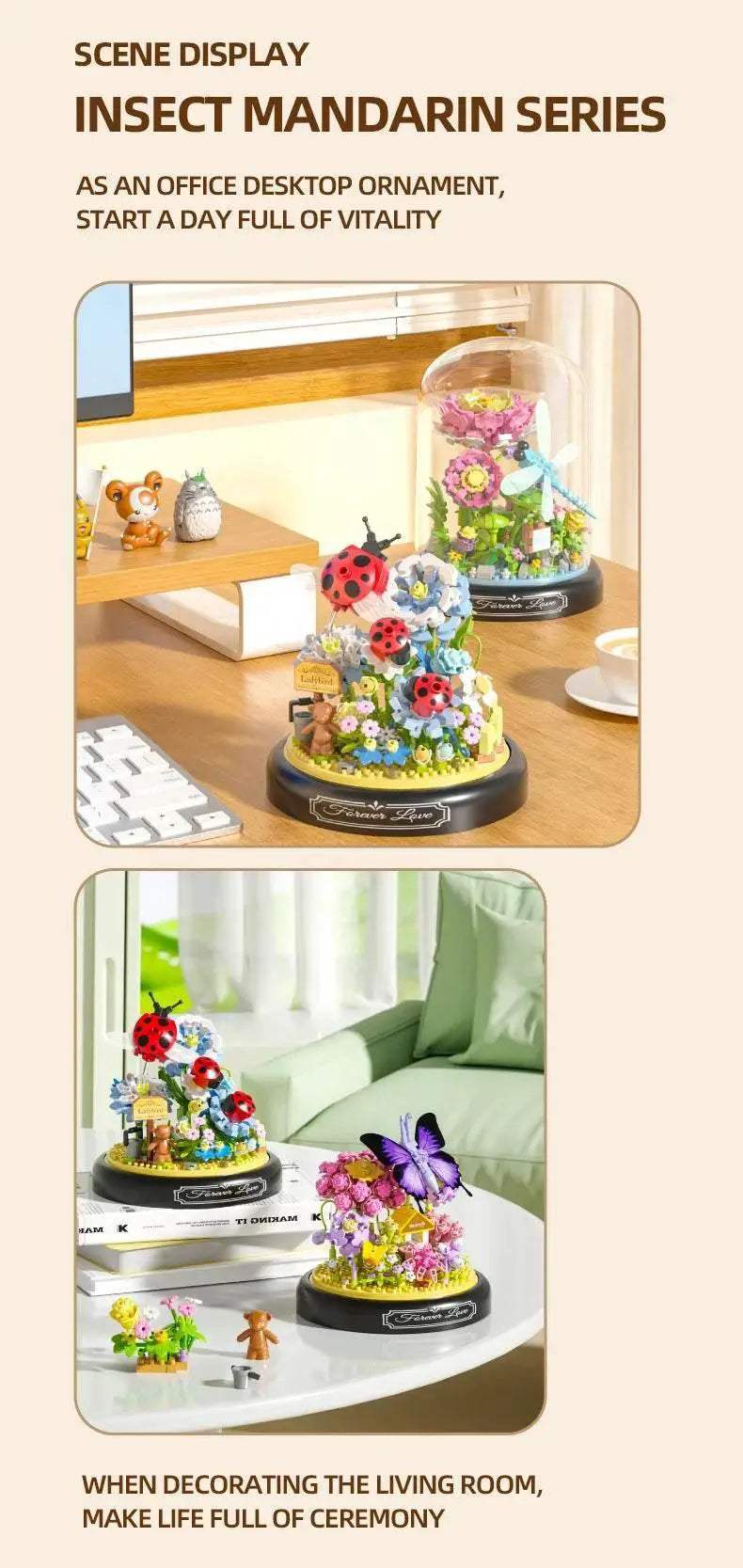 Insect Flower Building Blocks Set Bee Butterfly Potted Model - ToylandEU