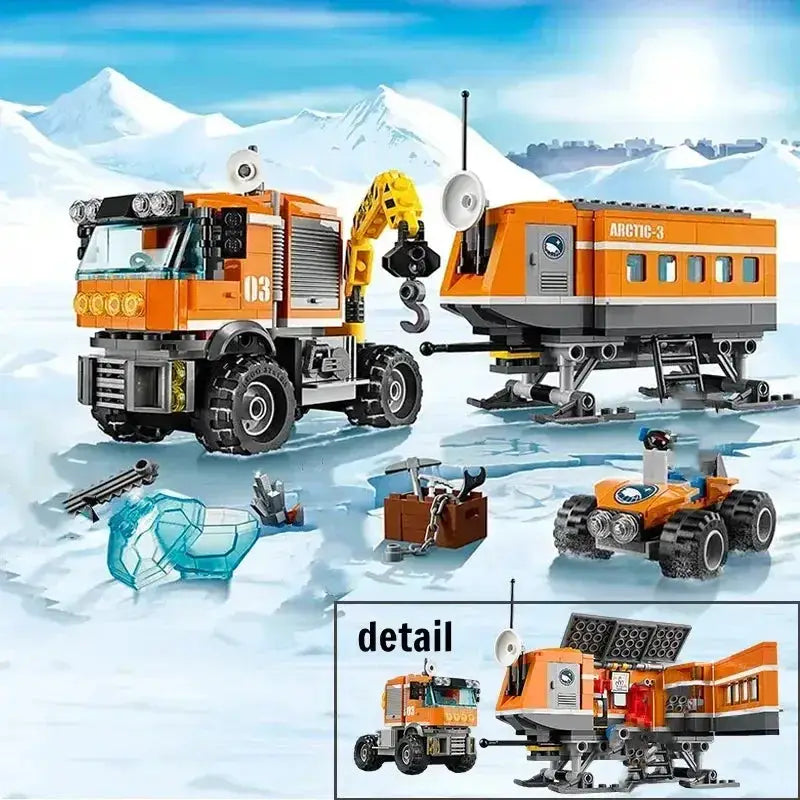 MOC LEGO Compatible City Series Arctic Exploration Crane Car - ToylandEU