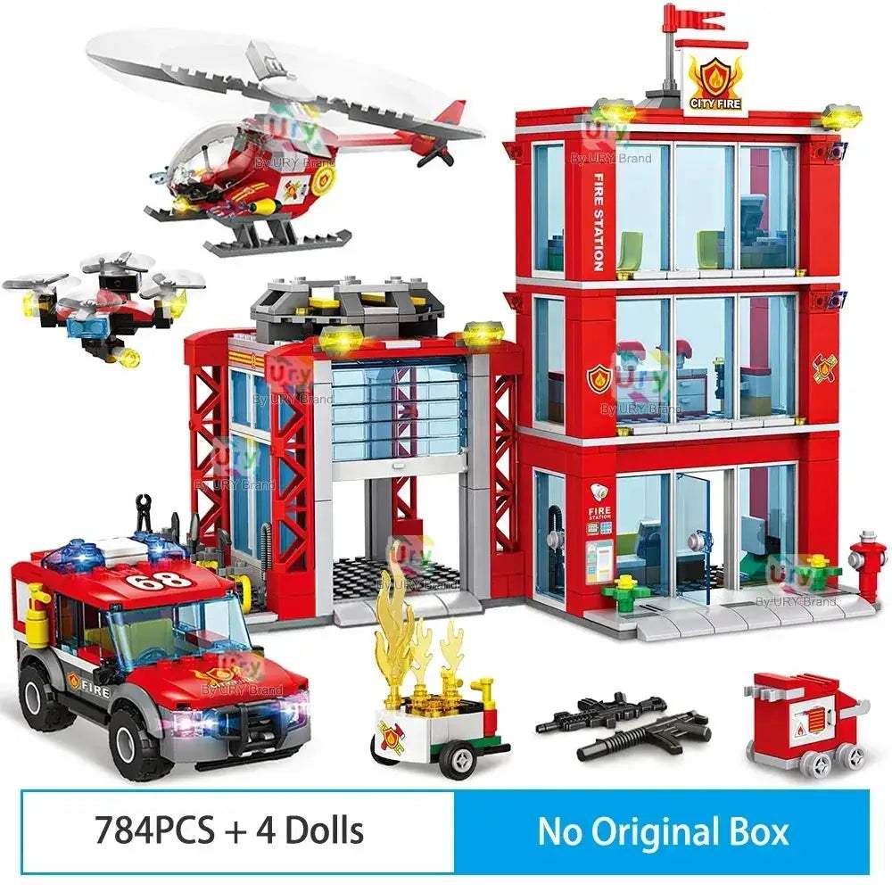 MOC Lego Compatible Fire Station Building Block Rescue Set - ToylandEU