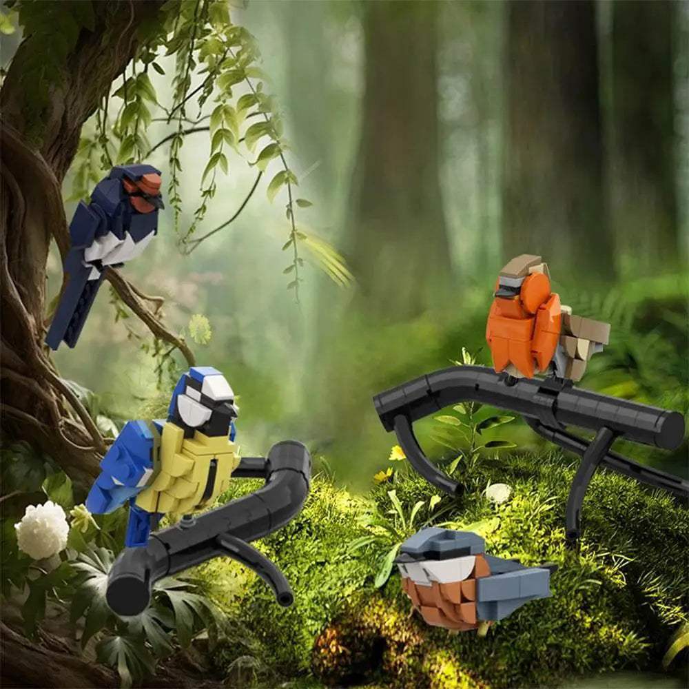 MOC-132640 Birds Blue Tit Redbreast Building Blocks Gift Building Bricks MOC - ToylandEU