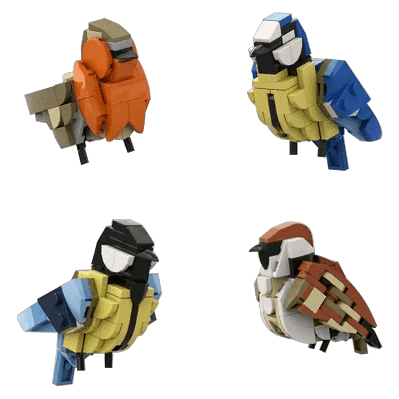 MOC-132640 Birds Blue Tit Redbreast Building Blocks Gift Building Bricks MOC - ToylandEU