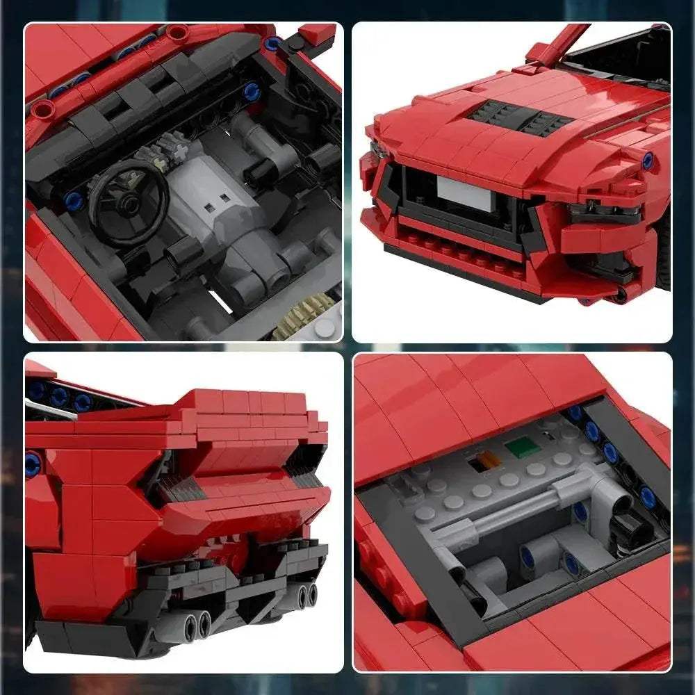MOC 2025 Ford Mustang GT Model Building Blocks Red Luxury Sports Car Assembly Brick Building Bricks MOC Adult Gift - ToylandEU