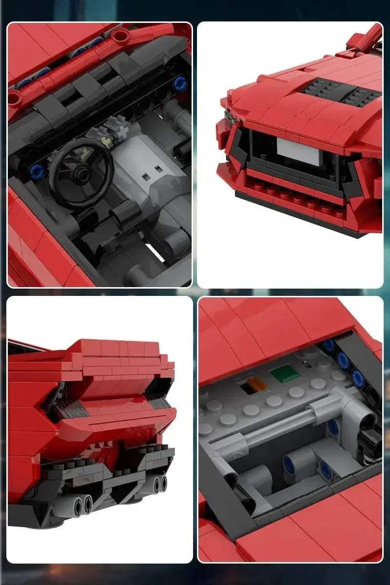 MOC 2025 Ford Mustang GT Model Building Blocks Red Luxury Sports Car Assembly Brick Building Bricks MOC Adult Gift - ToylandEU