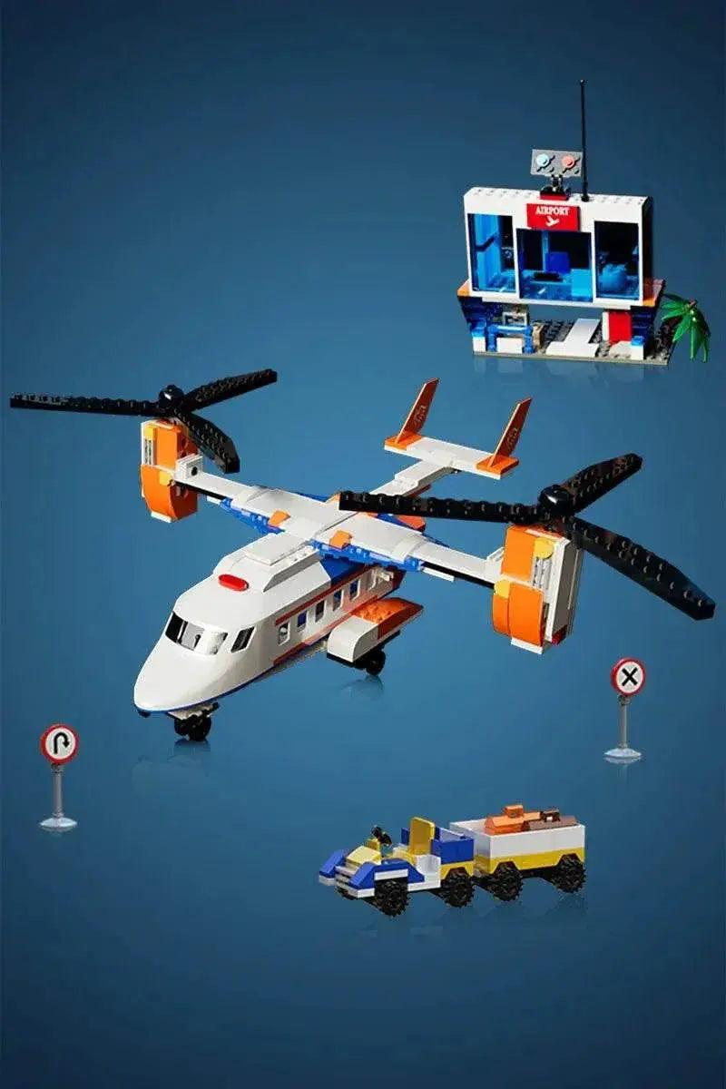 MOC MOC 3in1 Aircraft Model Building Blocks City Series Air Cargo Aircraft Control Tower Building Bricks MOC -  ToylandEU™