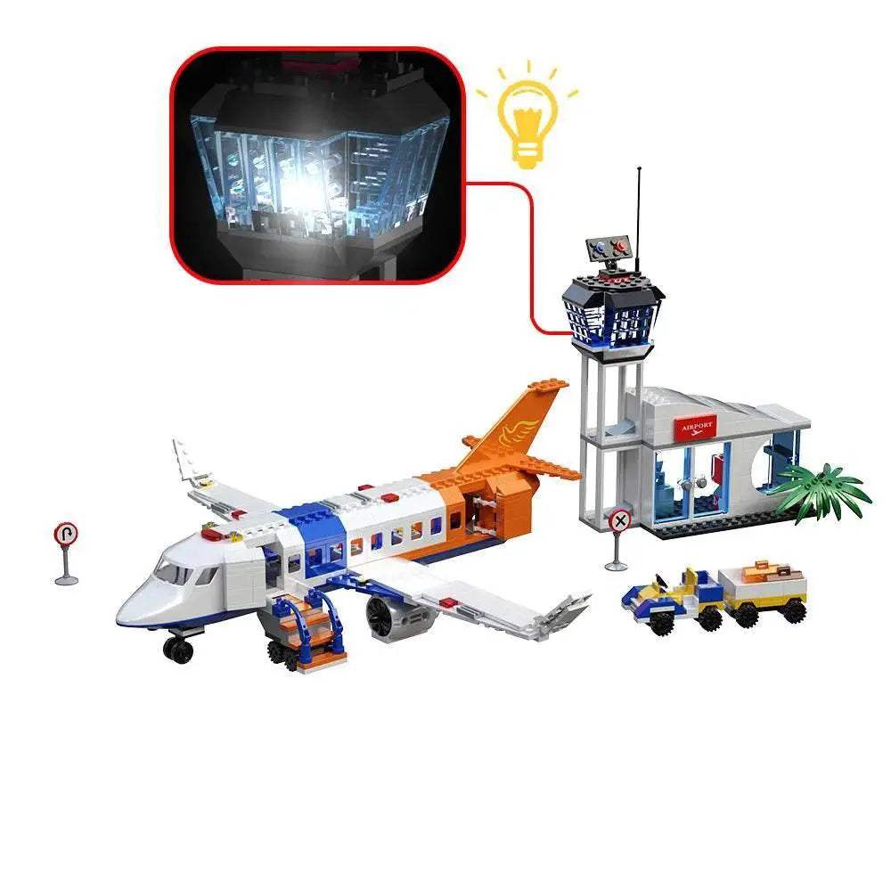 MOC 3in1 Aircraft Model Building Blocks City Series Air Cargo Aircraft Control Tower Building Bricks MOC - ToylandEU