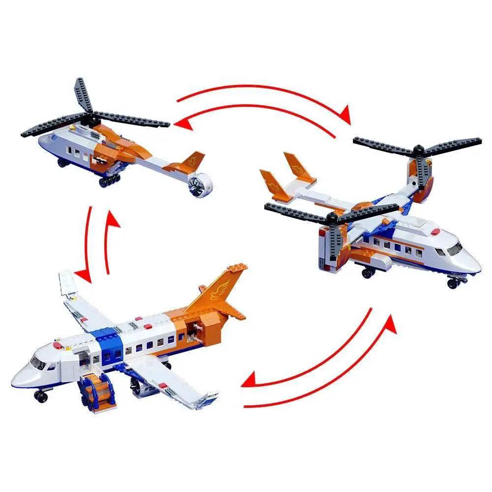 MOC 3in1 Aircraft Model Building Blocks City Series Air Cargo Aircraft Control Tower Building Bricks MOC - ToylandEU