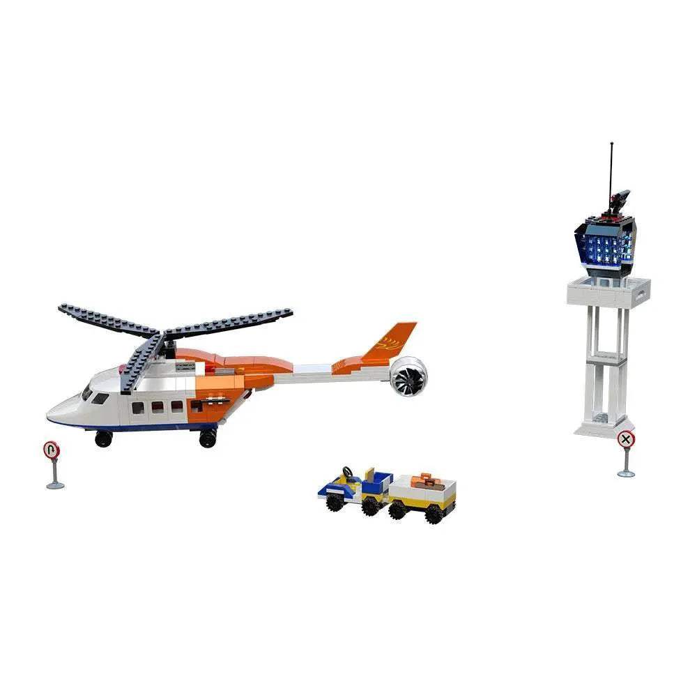 MOC 3in1 Aircraft Model Building Blocks City Series Air Cargo Aircraft Control Tower Building Bricks MOC - ToylandEU