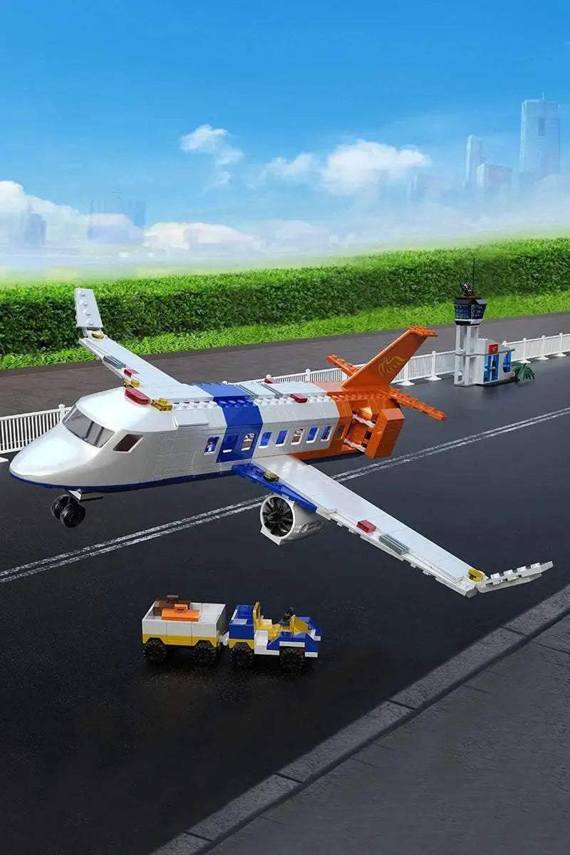 MOC 3in1 Aircraft Model Building Blocks City Series Air Cargo Aircraft Control Tower Building Bricks MOC - ToylandEU