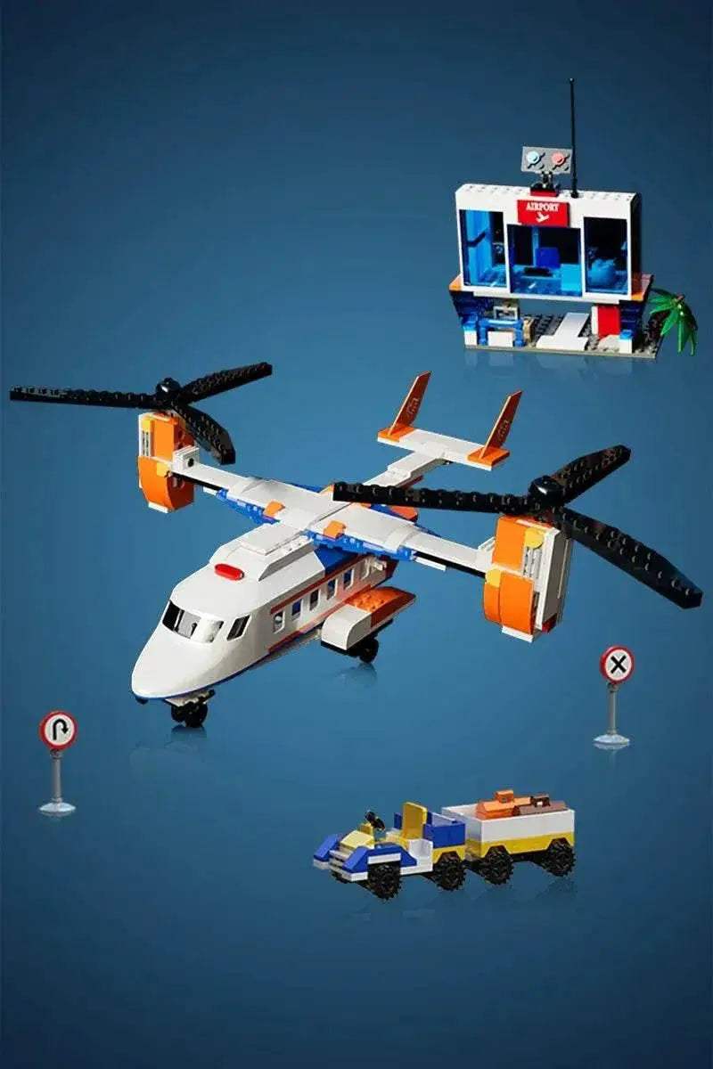 MOC 3in1 Aircraft Model Building Blocks City Series Air Cargo Aircraft Control Tower Building Bricks MOC - ToylandEU