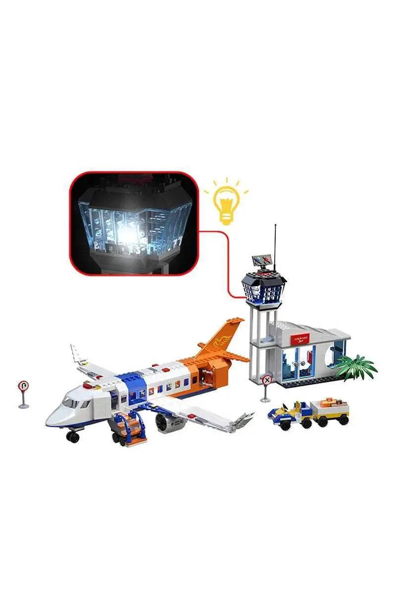 MOC 3in1 Aircraft Model Building Blocks City Series Air Cargo Aircraft Control Tower Building Bricks MOC - ToylandEU