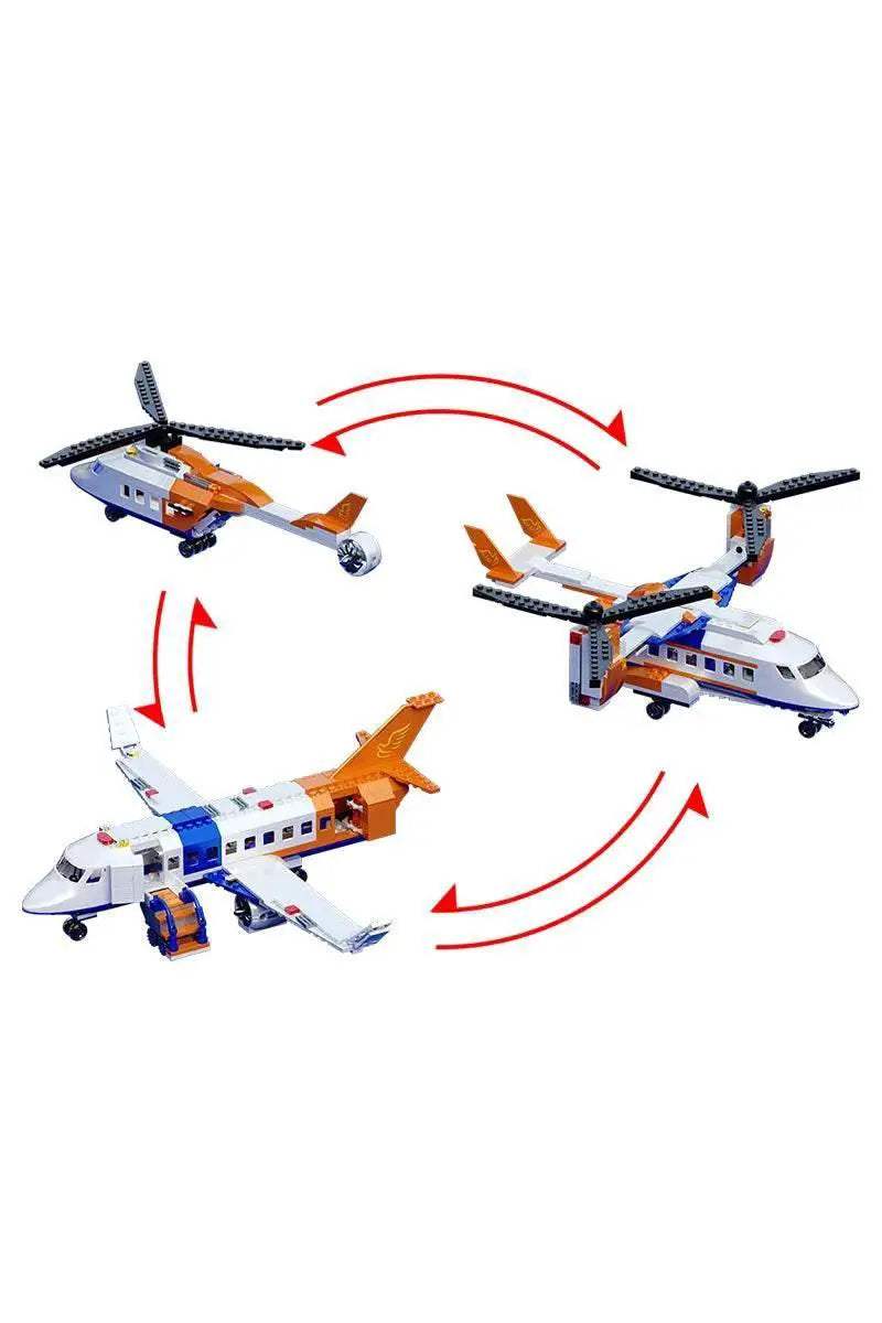 MOC 3in1 Aircraft Model Building Blocks City Series Air Cargo Aircraft Control Tower Building Bricks MOC - ToylandEU