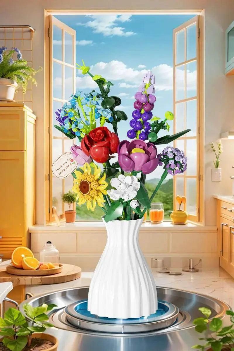  MOC MOC Bouquet Building Blocks Romantic Rose Sunflower Decoration Building Bricks MOC -  ToylandEU™