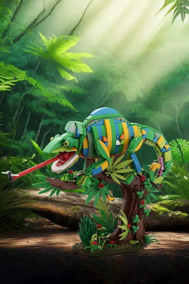 MOC Chameleon Model Building Blocks Building Bricks MOC Gift Reptile DIY - ToylandEU