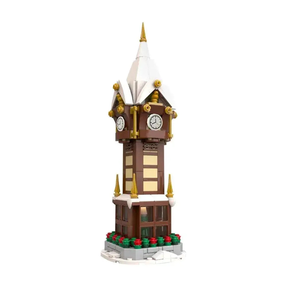 MOC Christmas Street Clock Building Blocks Winter Village Gift Building Bricks MOC - ToylandEU