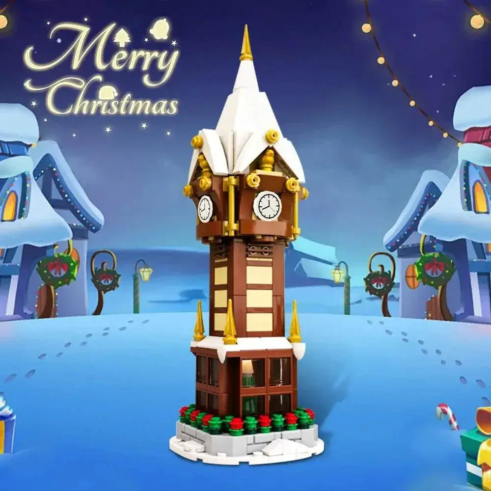 MOC Christmas Street Clock Building Blocks Winter Village Gift Building Bricks MOC - ToylandEU