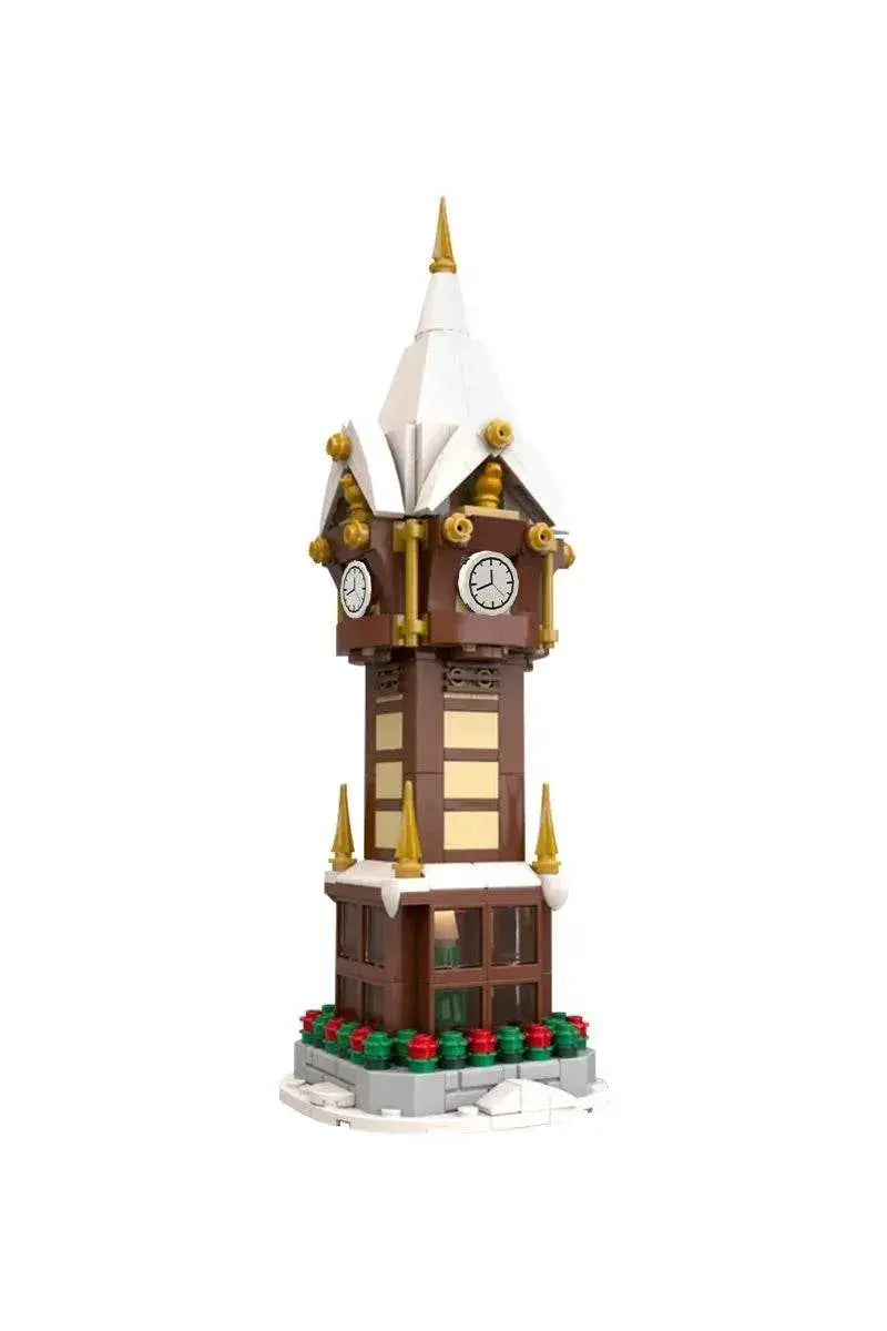 MOC Christmas Street Clock Building Blocks Winter Village Gift Building Bricks MOC - ToylandEU