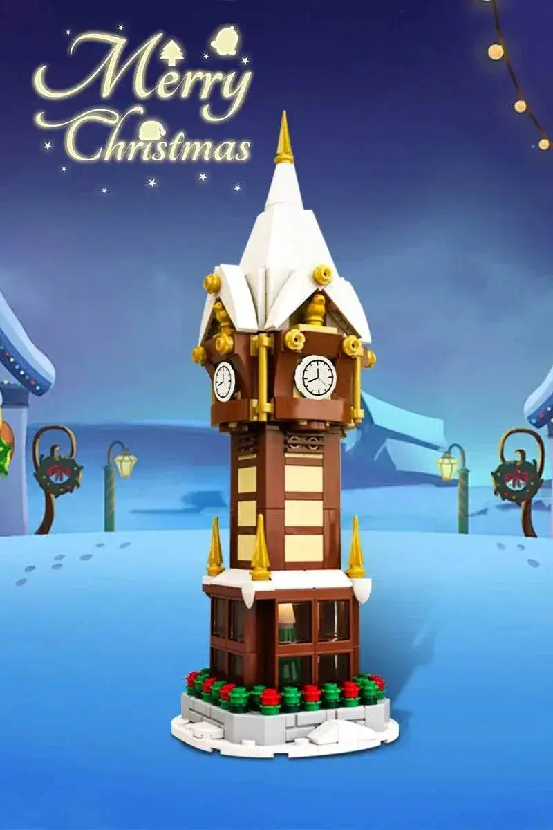 MOC Christmas Street Clock Building Blocks Winter Village Gift - ToylandEU