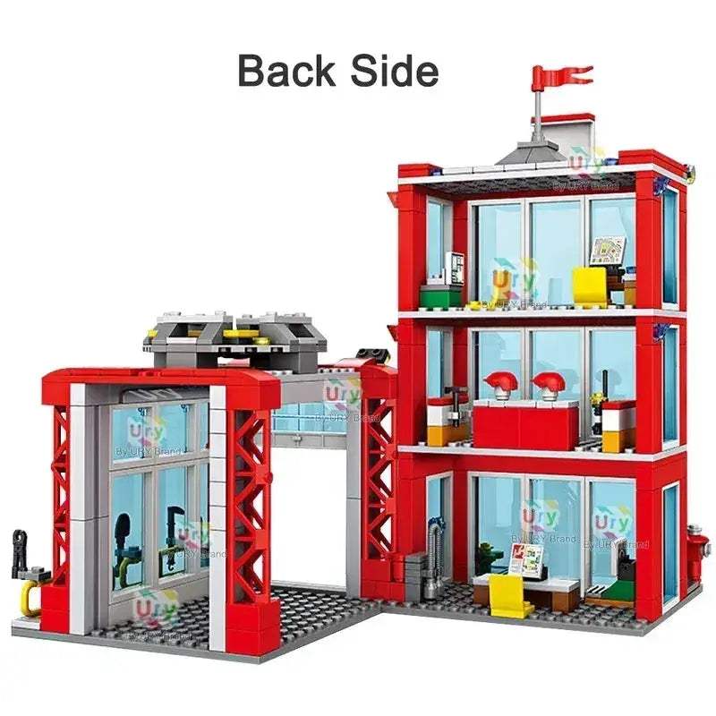 MOC MOC City Fire Station Building Blocks Rescue Vehicle Model Lego Compatible - ToylandEU
