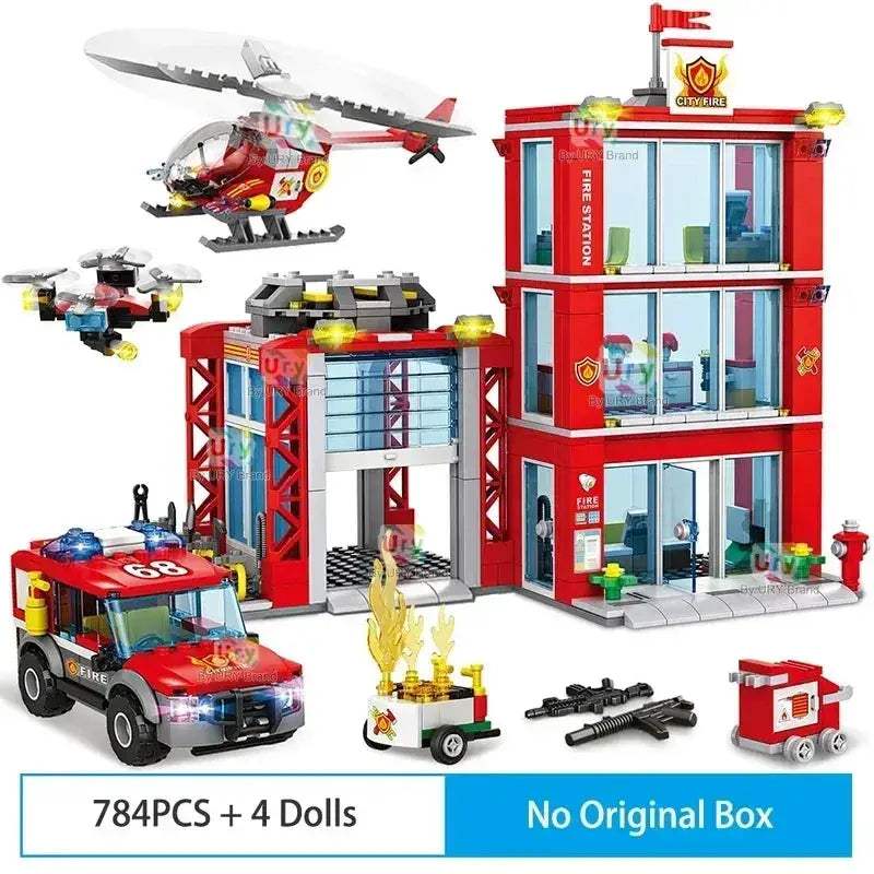 MOC MOC City Fire Station Building Blocks Rescue Vehicle Model Lego Compatible - ToylandEU