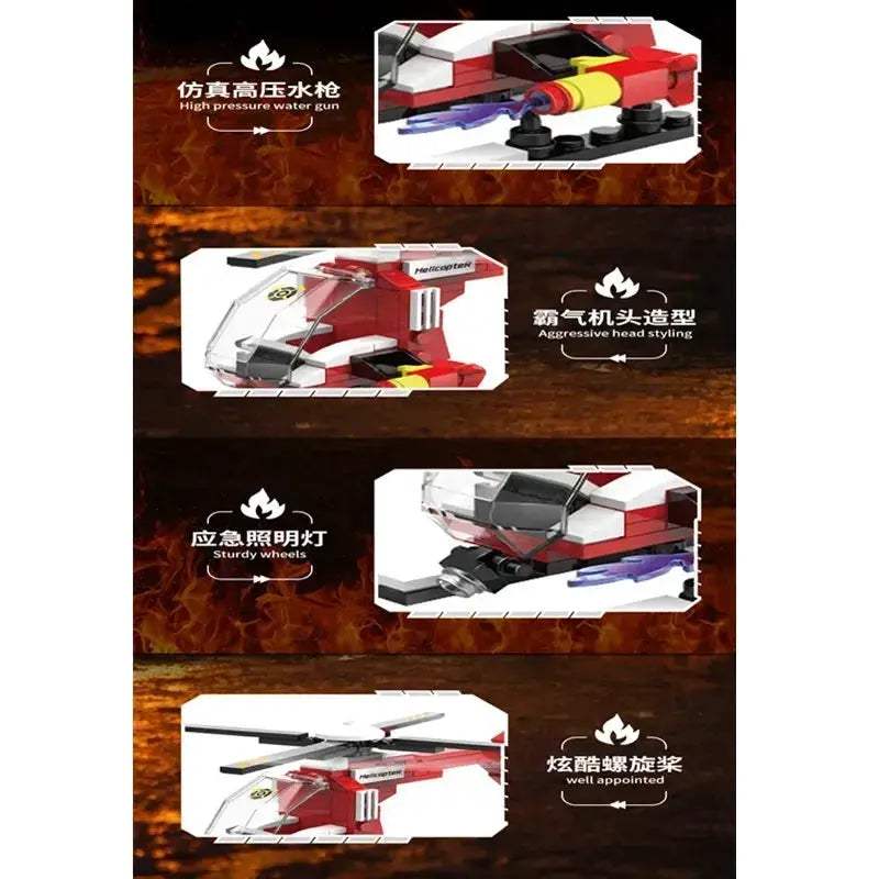 MOC MOC Firefighter Helicopter Building Blocks Kit Lego Compatible - ToylandEU