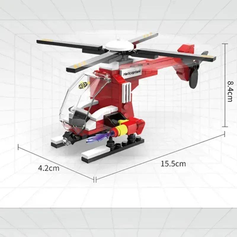 MOC MOC Firefighter Helicopter Building Blocks Kit Lego Compatible - ToylandEU