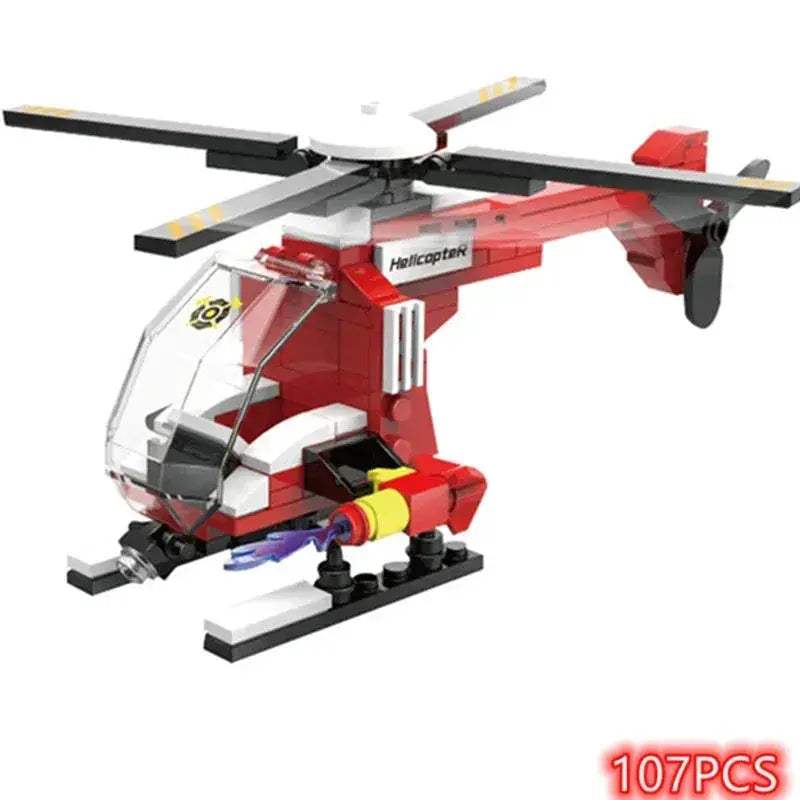 MOC MOC Firefighter Helicopter Building Blocks Kit Lego Compatible - ToylandEU