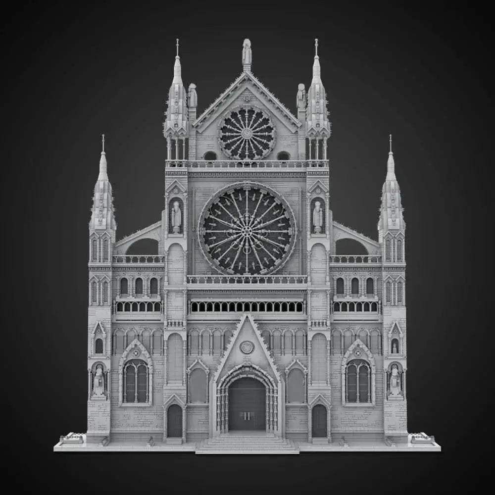 MOC France Gothic Cathedral Model Building Blocks Gift Building Bricks MOC - ToylandEU