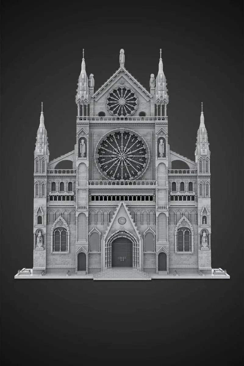 MOC France Gothic Cathedral Model Building Blocks Gift Building Bricks MOC - ToylandEU
