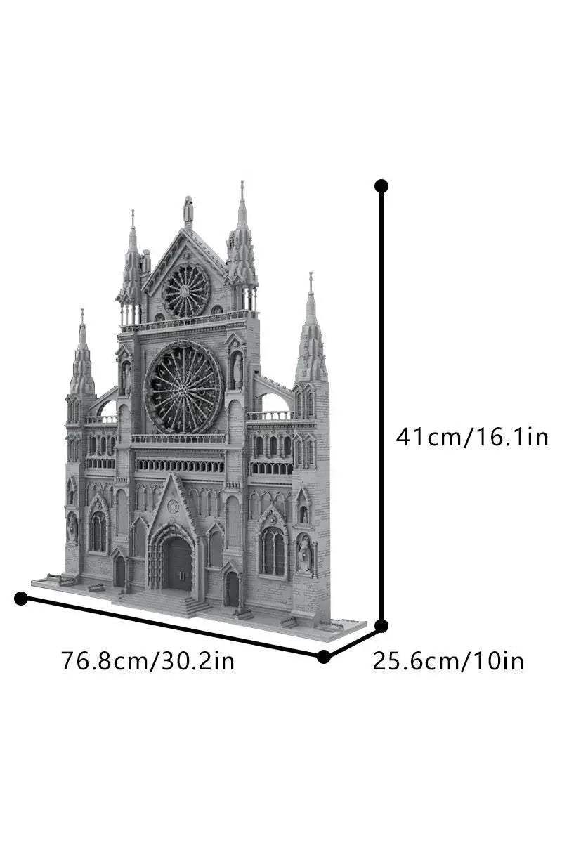 MOC France Gothic Cathedral Model Building Blocks Gift Building Bricks MOC - ToylandEU