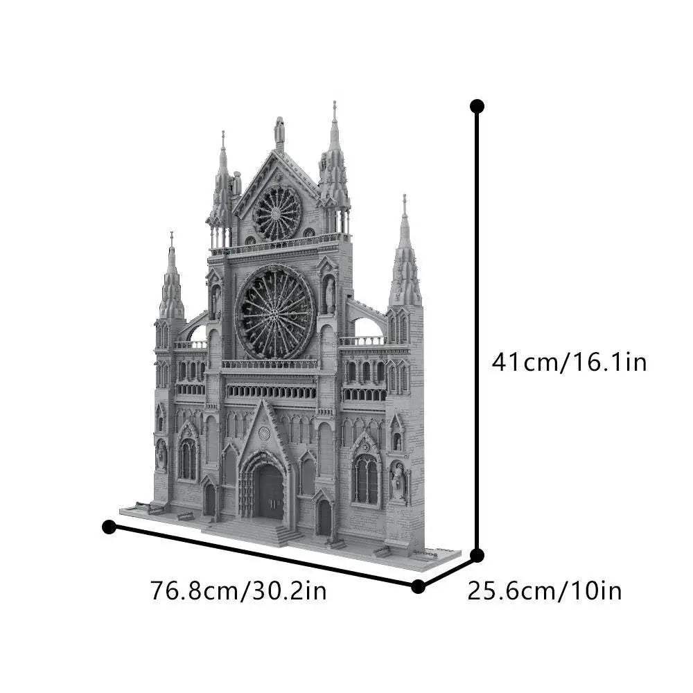 MOC France Gothic Cathedral Model Building Blocks Gift Building Bricks MOC - ToylandEU