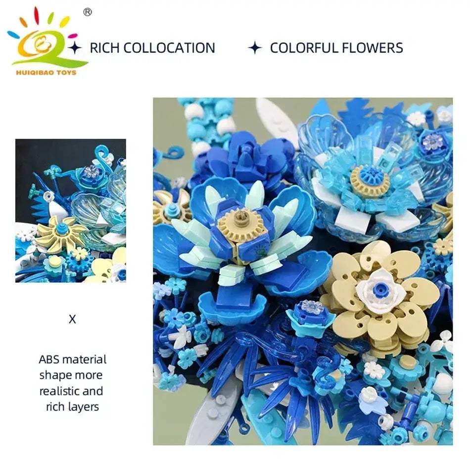 MOC MOC Lego Compatible Blue Flower Bouquet Building Blocks Set For Kids - ToylandEU