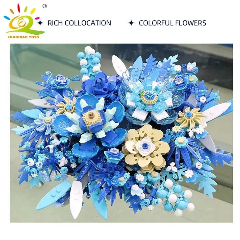 MOC MOC Lego Compatible Blue Flower Bouquet Building Blocks Set For Kids - ToylandEU