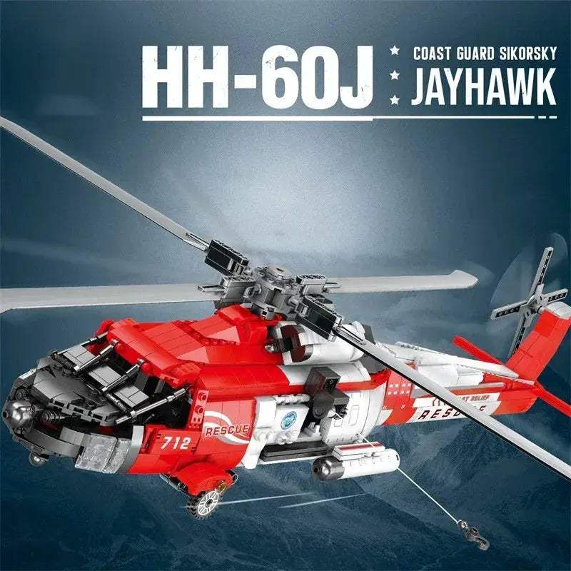 MOC MOC Lego Compatible HH60J Black Hawk Helicopter Building Blocks Realistic Model - ToylandEU