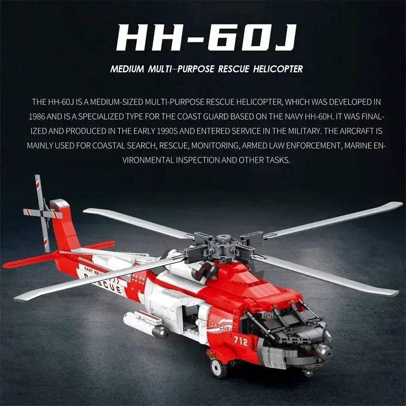 MOC MOC Lego Compatible HH60J Black Hawk Helicopter Building Blocks Realistic Model - ToylandEU