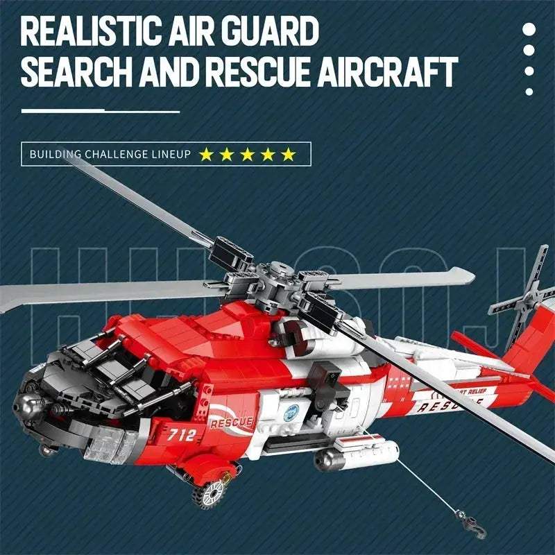 MOC MOC Lego Compatible HH60J Black Hawk Helicopter Building Blocks Realistic Model - ToylandEU