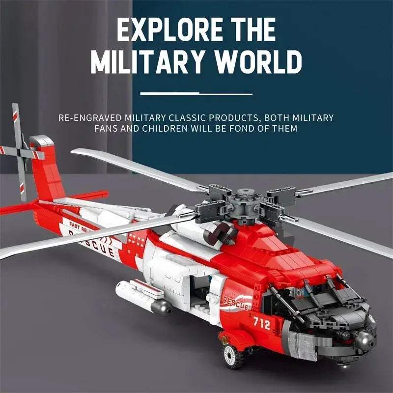 MOC MOC Lego Compatible HH60J Black Hawk Helicopter Building Blocks Realistic Model - ToylandEU