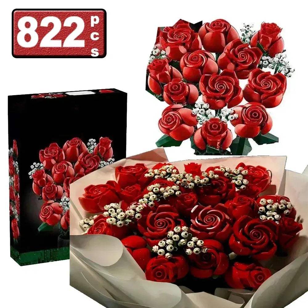 MOC MOC Lego Compatible Red Rose Building Blocks Gift Set for Girls - ToylandEU